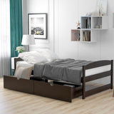 Twin size platform bed, with two drawers, espresso WF195910AAP