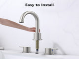 Widespread Bathroom Faucet Brushed Nickel 2 Handle 8 inch 3 Hole 360&degSwivel Spout Vanity T3177P412862
