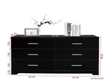 6 Drawer Double Dresser for Bedroom, Wide Storage Cabinet for Living Room Home Entryway, Black 37321559