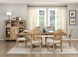 Traditional Farmhouse Style Chairs Set of 2, Wheat Finish Textured Fabric Upholstered Vertical B011P239563