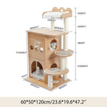 ZUN Modern Cat Tree Wooden Multi-Level Cat Tower Deeper Version Of Cat Sky Castle With 2 Cozy Condos, 90724673