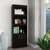 ZUN Shell Beach 1-Drawer 3-Shelf Bookcase Black Wengue B06280137