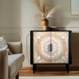 Pattern Carving, High Feet, Oval Tabletop, Curved Side Frame, Door Panel MDF Spray Paint, Cabinet 94038346