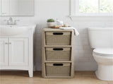 3-Drawer PP Storage Organizer Wicker Look Narrow Cabinet for Home & Office 70302972