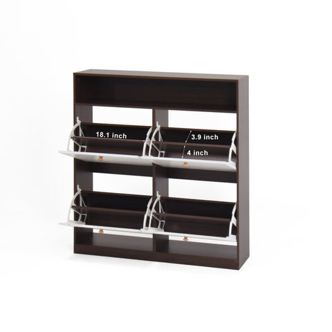 ZUN Shoe Storage Cabinet with 4 Flip Drawers , Shoe Rack Organizer Cabinet with wooden handle 62267083