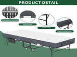 75 Inch Folding Bed with 5" Memory Foam Mattress, Space Saving Rollaway Guest Bed, Heavy-Duty Metal T2398P403868