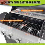 Propane Grill 4 Burner Barbecue Grill Stainless Steel Gas Grill with Side Burner, 46,500 BTU Outdoor W3212P279748