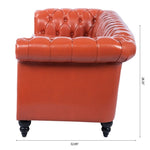 ZUN 84.65" Rolled Arm Chesterfield 3 Seater Sofa W68056682