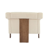 ZUN 34" Mid-Century Modern Accent Chair with White Fabric, Deep Cushions, and Wide Armrests – Ideal for N767P210787E