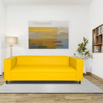 ZUN Yellow Faux Leather Sofa, Modern 3-Seater Sofas Couches for Living Room, Bedroom, Office, and B124142424