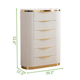 Laura Gold Detailed Chest made with Wood in White B00955977