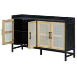 TREXM Rustic Sideboard with Decorative Rattan Doors and Adjustable Shelves for Entryway, Dining N715P203848B