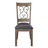 Weathered Cherry and Black Open Back Side Chairs B062P186536