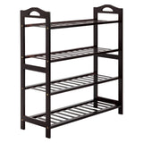 ZUN Concise 12-Batten 4 Tiers Bamboo Shoe Rack Coffee 55358061