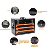 ZUN 3 Drawers Tool Box with Tool Set--Orange 49944963