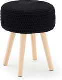 Round Ottoman Multifunctional Cotton Knitted Vanity Stool Footrest Stool for Living Room Entryway 96616631