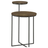 ZUN Natural and Gunmetal 2-Tier Accent Table B062P153886