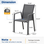 ZUN Portable Grey Texilene Aluminum Patio Chairs Set Of 6 Metal Dining Chairs With Arms Outdoor W1828P162470