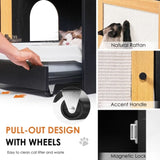 ZUN Cat Litter Box Enclosure, Hidden Cat Washroom, Kitty End Table, Litter cabinet with sisal door,Black W1687P181553