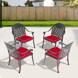 Cast Aluminum Patio Dining Chair 4PCS With Black Frame and Cushions In Random Colors W1710P166054