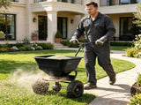 Black Heavy-Duty Walk-Behind Broadcast Lawn Spreader, 66 Lbs Capacity Adjustable Flow Control, 90168393