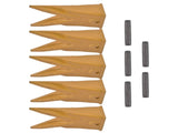 Set of 5 X156WTL Twin Tiger Rock Bucket Teeth with P156 Roll Pins Alloy Steel Fits for Skid Steer, 35563173