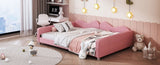 Full size Upholstered Daybed, Sherpa Fabric Sofabed with Cloud-Shaped Backrest, No Box-spring N733P234605H