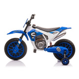 ZUN 12V Kids Ride on Toy Motorcycle, Electric Motor Toy Bike with Training Wheels for Kids 3-6, Blue W2181P156752