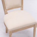 ZUN French Style Solid Wood Frame Linen Fabric Square Back Dining Chair,Set of 2,Cream W162290981