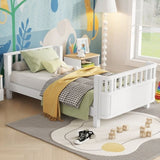 Twin Size Wood Platform Bed for Kids, Wood Low Profile Twin Bed with Rails for Girls and Boys, White W2593P296772