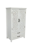 27'' Accent Tall Tower White Storage Cabinet - Rustic Wood Sideboard Pantry Cabinet - Versatile W2295P294585