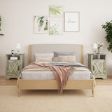 Farmhouse Nightstand Side Table, Wooden Rustic End Table, Tall Bedside Table with Electrical Outlets B082134939