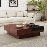 ITALIAN RETRO - INSPIRED ACACIA WOOD STORAGE COFFEE TABLE ,BROWN & BLACK COLOR N770P270584B
