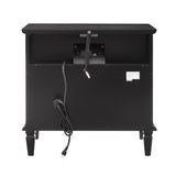 Open Space and 2 Drawers Dresser Nightstand with Charging Station, Farmhouse End Table with USB W1693P216933