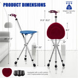 Folding Seat Cane 5-Level Height Adjust, LED Light, Anti-Slip Pads, Aluminum Alloy, Bonus 50929782