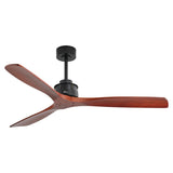 60 Inch Elegant Ceiling Fan with Remote Control,3 Mahogany Solid Wood Blades, Suitable for Indoor KBS-6005-1