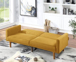 ZUN Modern Electric Look 1pc Convertible Sofa Couch Mustard Color Linen Like Fabric Cushion Wooden Legs HS00F8505-ID-AHD