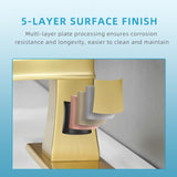 Sink Faucet With Deck Plate Waterfall Nickel Gold with Pop Up Drain and Supply Lines Bathroom W1932P179412