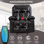 ZUN Recliner Chair Heating massage for Living Room with Rocking Function and Side Pocket W1807103693