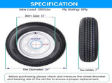 Set of 2 ST175/80D13 Trailer Tires and Wheel Assembly, DOT Approved- Highway Legal,6-Ply Heavy Duty, W1364P445944