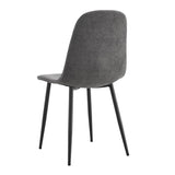 Comfortable Linen-Cotton Dining Chair Set - Six Pieces in Dark Gray.Integrated Seat and W1151P283077