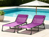 Purple Set of 2 Folding Chaise Lounge Chairs Sun Tanning Chairs for Beach Camping Outdoor 03963430