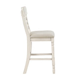Antique White Finish Set of 2 Counter Height Chair Farmhouse Style Fabric Upholstered Seat Wooden B011P217870