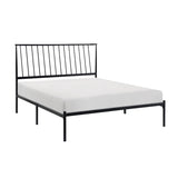Metal Frame Queen Platform Bed Black Finish Angle Headboard Bedroom Furniture 1pc B011P261195