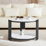 ZUN 28.35 inches Round Coffee Table, Small Coffee Table with Storage, Faux Marbling Top & Sturdy Metal W1765P143340