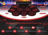 9-Pad Electric Drum Set for Beginners, MIDI USB Connection Dual Stereo Speakers BlackRed 24660023