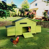 11.12 ft Large Wooden Chicken Coop with 2 Free-Range Doors, 2 Nesting Boxes & Perch Outdoor Hen W773P339175