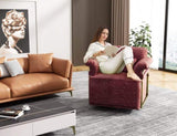 360 Degree Square Swivel Accent Sofa Chair,Fluffy Fabric Lounge Wide Upholstered Reading Chair with W2012P319078