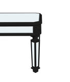 Silver Mirrored Coffee Table, Black Vintage Carved Wooden, Rectangle Glass Tea Table with Mirrored 12893782