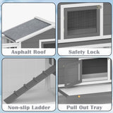 2-Story Large Wooden Rabbit Hutch Pet House with Ramps, Lockable Doors, Run Area and Asphalt Roof W1850P264855